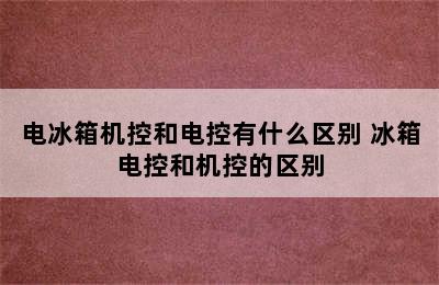 电冰箱机控和电控有什么区别 冰箱电控和机控的区别